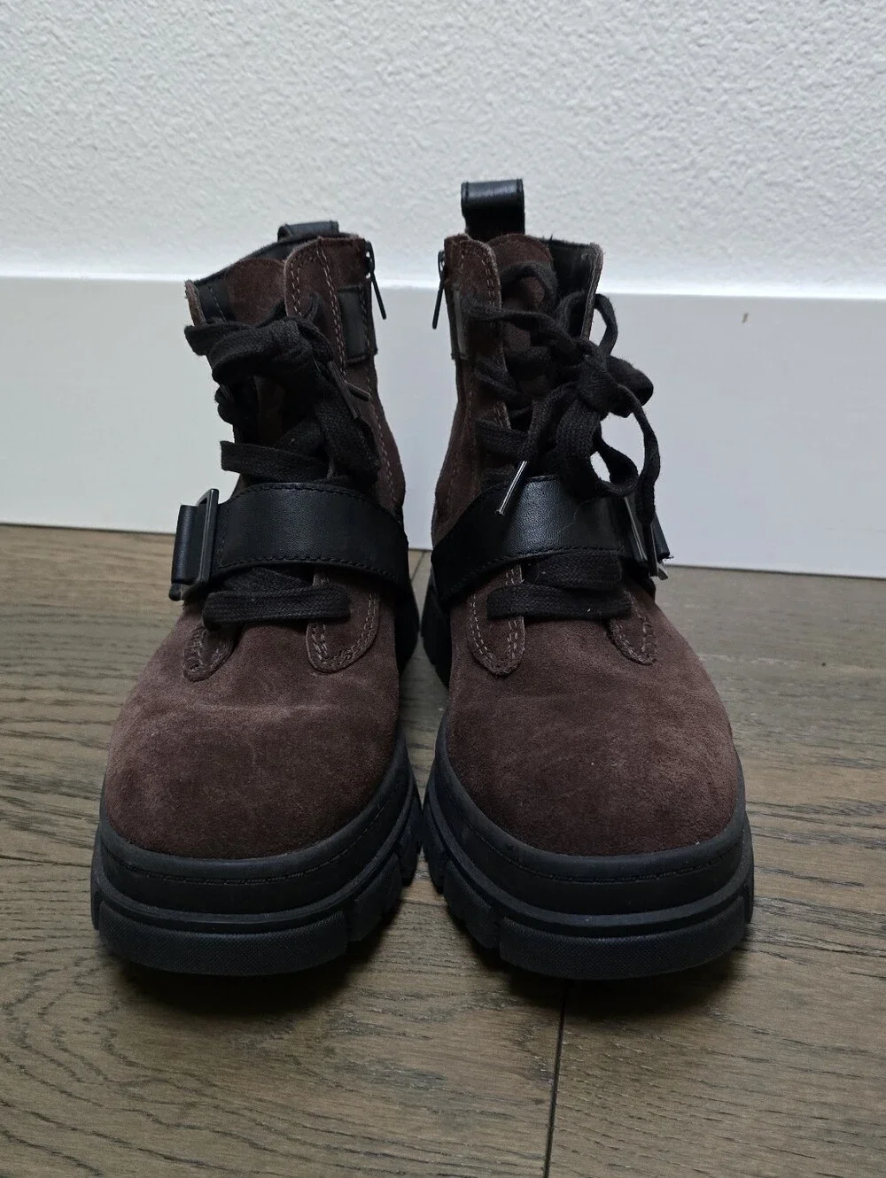 UGG Ashton Waterproof Suede Chunky Lace-Up Lug Sole Boot In Dark Earth Brown